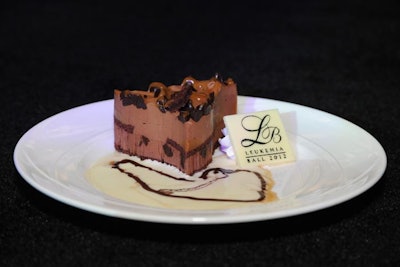 A chocolate-caramel crunch layered with chocolate mousse and caramel sauce anglaise ended the three-course meal.