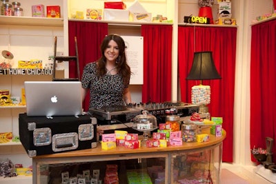 Annalise Freytag of Fig Media was the DJ, and spun tunes from behind a candy counter.