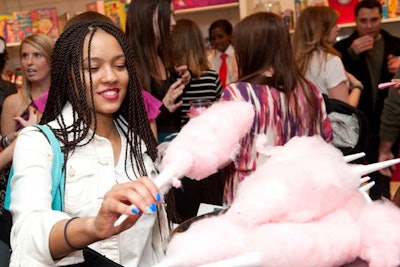 Guests were treated to cones of pink cotton candy.