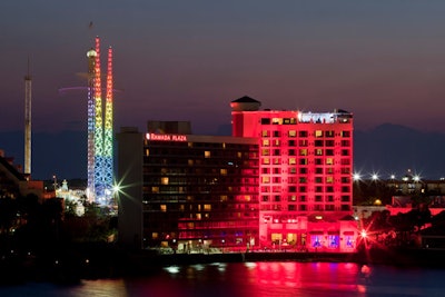 The new tower at the Ramada Plaza Resort & Suites International Drive opened in March and includes multiple event spaces and a rooftop bar overlooking Sandy Lake.