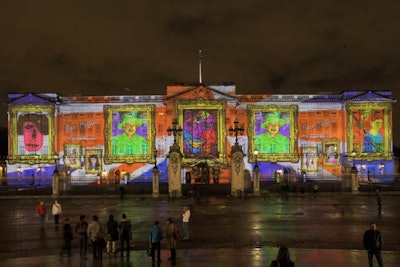 Friday and Saturday's live shows marked the first time video projections have ever been used on the front of Buckingham Palace.