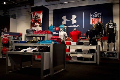 A big focus of the temporary store is to show off new partnerships with big-name brands like Nike and New Era. A large section is devoted to the gear from Under Armour, which offers men's and women's athletic apparel.