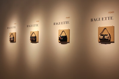 Fendi, a sponsor of the event, created a 'baguette wall' to showcase four reissued vintage styles of its iconic bag shape as part of the silent auction.