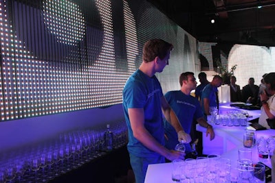 A large LED screen formed the backdrop for the main bar.