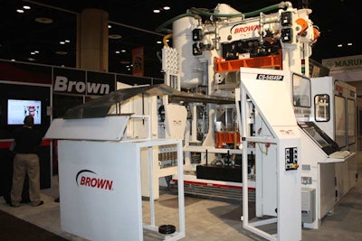 The total weight of machines brought in for the plastics trade show is 16 million pounds.