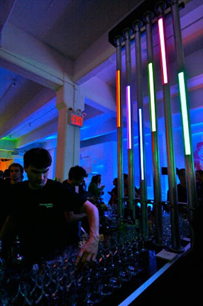 The production team also used LED lights embedded in conduit pipes to bring the five colors into the design of the event.