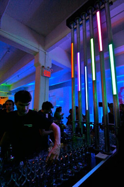 The production team also used LED lights embedded in conduit pipes to bring the five colors into the design of the event.