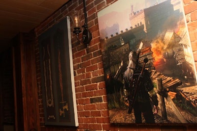 Images from the game covered the venue's preexisting artwork.
