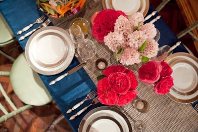 The decor of each dinner table varied 'so that guests could experience what a meal might look and feel like at differing styles of homes,' said planner Elise Schmitt of BMF Media.