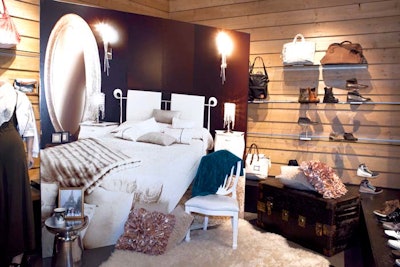 Designers also set up a bedroom vignette.