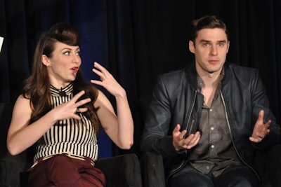 On Monday, Amy Heidemann and Nick Noonan of music duo Karmin spoke in a panel called 'The Intersection of Content: Music and Video.' Andrew Hamp of Billboard was the moderator.