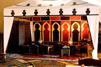 India comes to you in this tent with pillowed seating