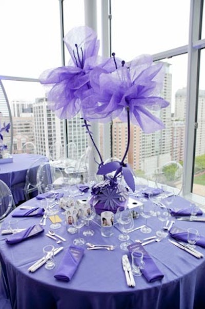 The centerpieces were meant to lend a whimsical, childlike look to the dining rooms.