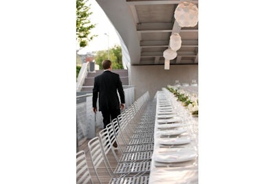 Metal chairs, straight lines, at Yards Park D.C.