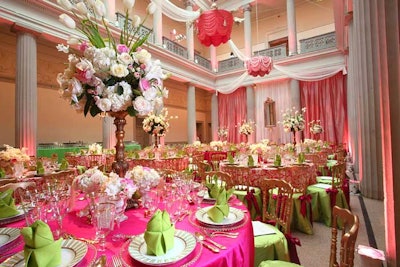 Bright pink, lime green, and white dominated the decor on the first floor of the museum.