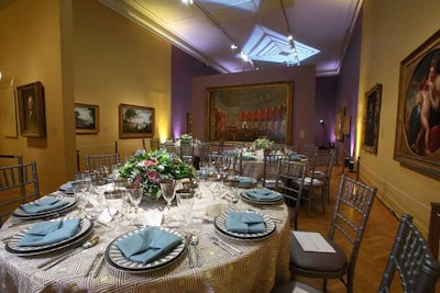 The two galleries just off the main atrium had simpler decor, with just a few colors in the linens and place settings and low-lying centerpieces.