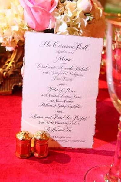 Occasions placed calligraphy menu cards on each dinner table.