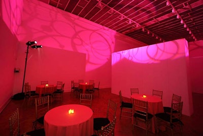 Yours Truly Lighting washed the V.I.P. lounge space with bright pink lighting to coordinate with the colors on the first floor.