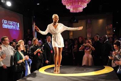 Only one executive spoke at Oxygen's upfront. Following very brief remarks, Oxygen Media president Jason Klarman handed the presentation over to shows stars. DJ Cassidy served as the night's emcee, helping to introduce network talent like Girlfriend Confidential LA's Eva Marcille (pictured), Tracy McDowell from The Next Big Thing: NY, and the four dancers from All the Right Moves.