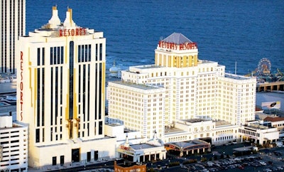 Aerial view of Resorts Casino Hotel on the Boardwalk