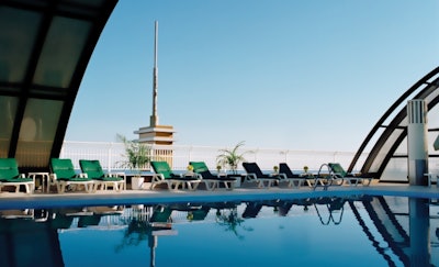 Resorts roof-top retractable-ceiling pool