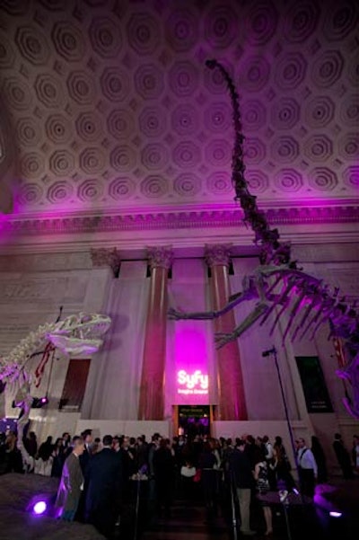 For its event on April 24, Syfy washed the interior rotunda of the American Museum of Natural History with its signature purple hue.