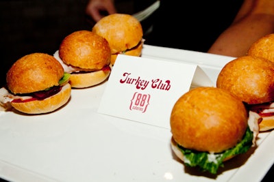 The Skinny Socials menu offers a selection of sliders, including 88-calorie turkey club sandwiches.
