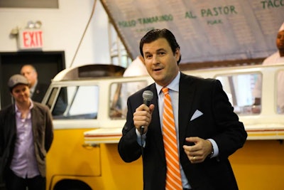 In lieu of a formal presentation, Univision's senior vice president of sports sales Carlos Deschapelles made brief remarks, thanking the ad partners in attendance.