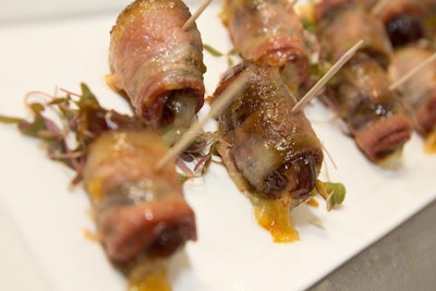 Servers passed bacon-wrapped dates stuffed with Taleggio.