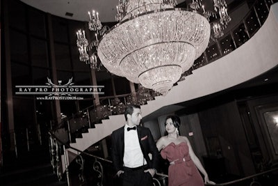 Grand Staircase, Chandelier: Engagement Party
