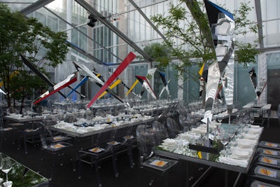 To accommodate all 600 dinner guests, planners tapped Partytime Productions to build a tent over an area of the Pritzker Garden, which is just off the Modern Wing.