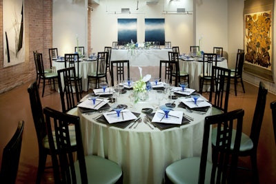 See the gallery dressed for your formal, seated dinner.(Décor by Tablescapes Party Rentals)