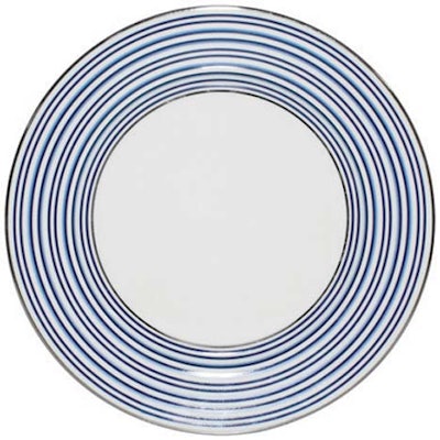 Beach Stripe dinner plate, available on the East Coast from Party Rental Ltd.