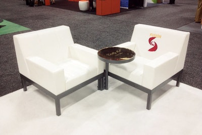 Orlando: Ice Magic has created a swivel table that can be attached to any of the pieces in its Totally Mod line of modular leather furniture. The Orlando-based company can construct the tabletop in glass, acrylic, or wood and in sizes from 14 to 22 inches. The table starts at $50.