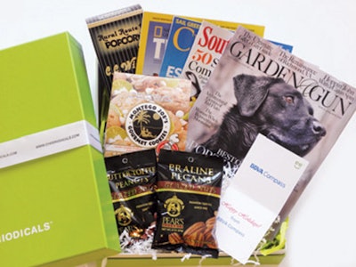 Everywhere: Send gift boxes filled with magazines and snacks from Cheeriodicals as a client or employee gift. In addition to treats, each box contains four magazines geared toward the recipient’s interests. Boxes start at $40, with volume discounts for orders of at least 50.