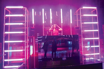The September wrap party for So You Think You Can Dance Canada, produced by Mafalda Productions Inc., offered a black, mirrored DJ booth illuminated by LED tube lights from Westbury National Show Systems.