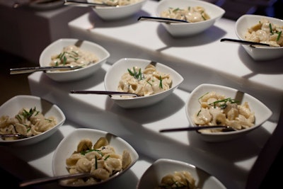 The catering company also offered small plates, like orecchiette pasta in a creamy black truffle sauce.