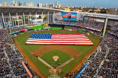 Fans celebrated opening day at Marlins Park on April 4.