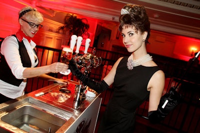 An Audrey Hepburn impersonator underscored the vintage Hollywood vibe.