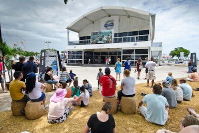 The Volvo Pavilion was by far the largest and most demanding structure on the campus. It took 10 days to build and traveled to Miami via 32 sea-freight containers.