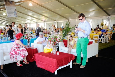 Hospitality tents in the corporate village were more upscale. Tabletops featured black-eyed Susans, the race's official flower.