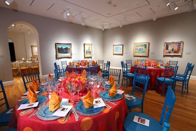 Perfect Settings provided the linens and place settings in a variety of colors for each room.