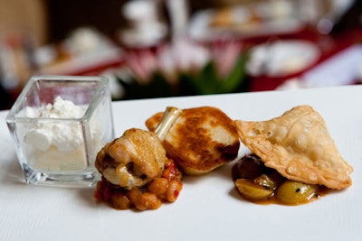 Starters at the South African lunch included chicken wing and tshakalaka relish.