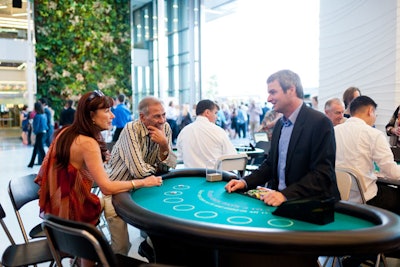 Casino games filled the atrium of the Corus building. Guests received gambling chips with their tickets.