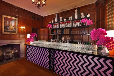The chevron pattern also covered the bars at the event, including one placed in Gotham Hall's green room.