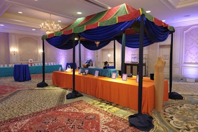 The silent-auction area was designed to resemble a Moroccan souk. Lots included a Palm Beach golf trip, tickets to the Paris Opera Ballet's performance of Giselle in Chicago, and a French dining tour through local restaurants such as La Sardine and Le Bouchon.