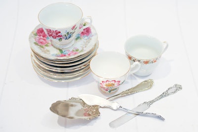 The Vintage Rental Co. (203.517.7442, thevintagerentalco.com) Available in: New York, Connecticut, and Rhode Island Inventory includes: China dinner plates and teacups, Depression glasses, and table linens, as well as vintage furniture and props Cost: $150 minimum for 36-hour rental China service for: as many as 300 guests Also offers: styling and set-up service