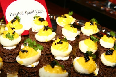 Deviled quail eggs