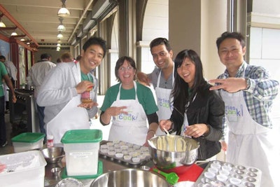 Like Cupcake Wars? During Cupcake Wars from Parties That Cook, teams watch a baking demo before baking recipes, sampling one another’s cupcakes, and declaring a winner. The activity accommodates eight to 300, and costs $75 per head.