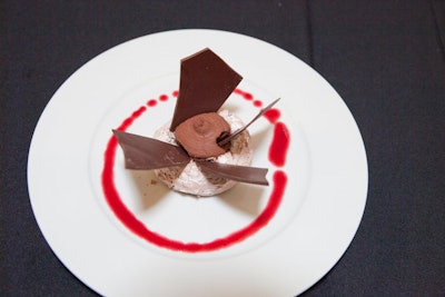 Calihan Catering's dessert was chocolate pavlova with black cherry sauce.